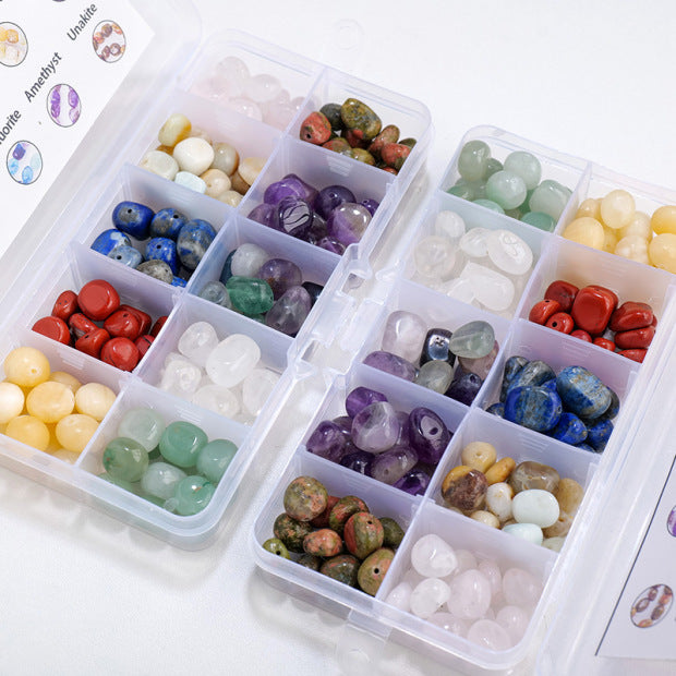 Handmade beaded tumbled stone box