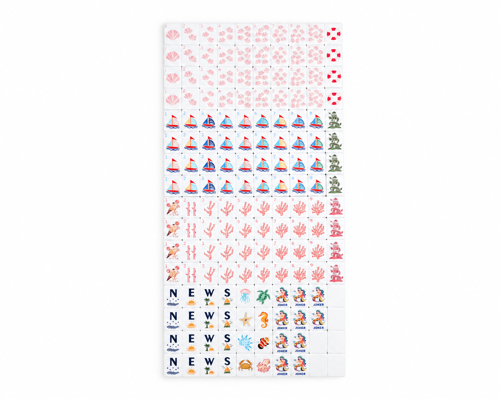 Azure Tides Mahjong Tiles Set