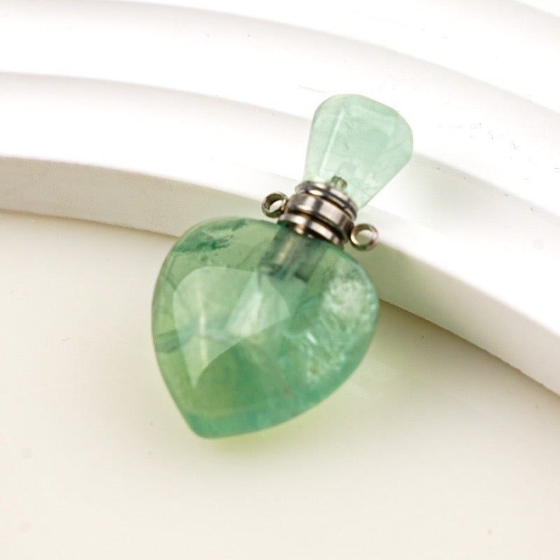 Natural Crystal Heart Gemstone Perfume Bottle
