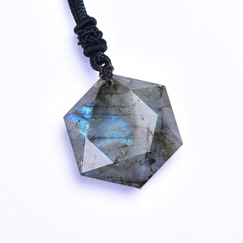 Labradorite Hexagram Pendant Necklace