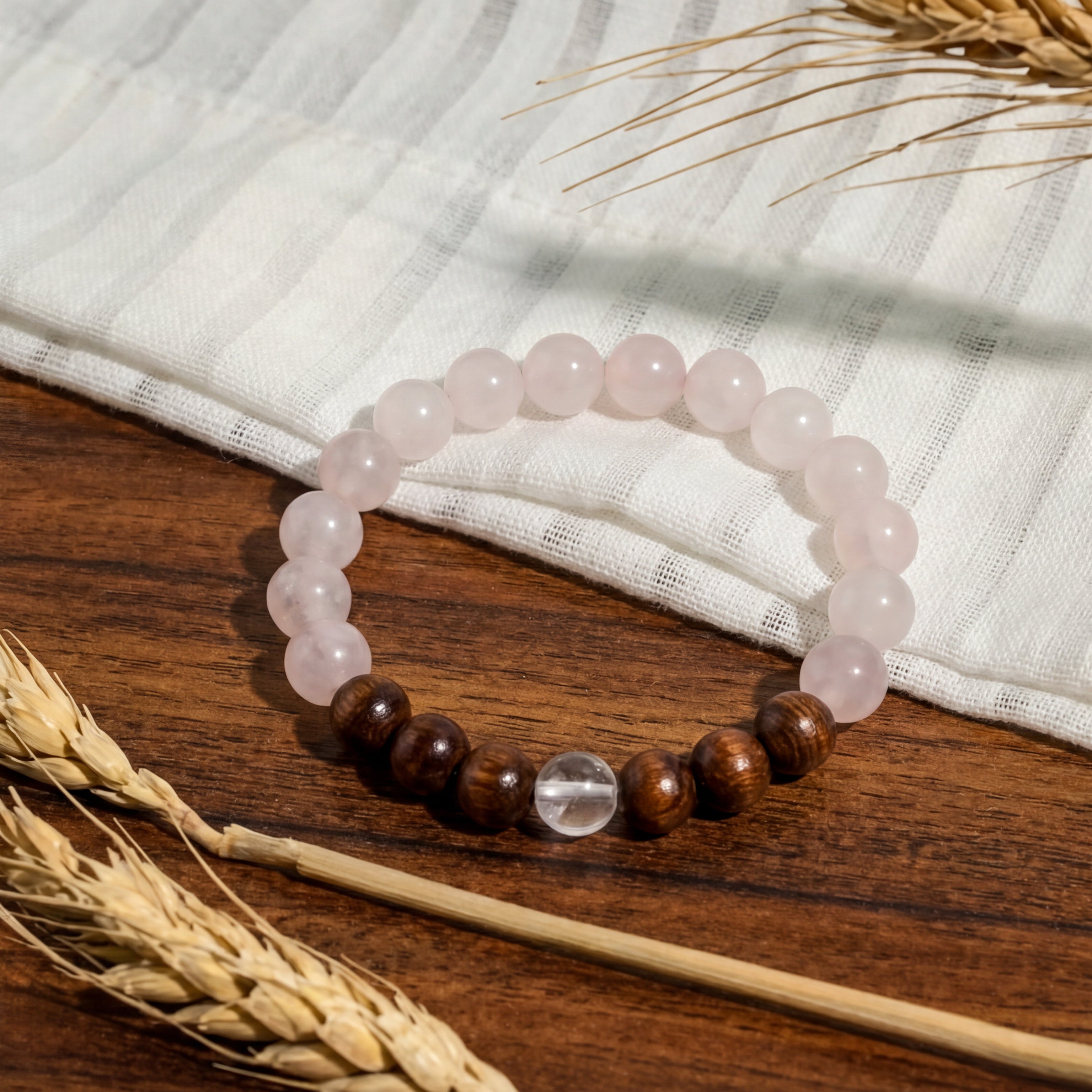 Rose Quartz & Tiger Eye Stone Handmade Bracelet