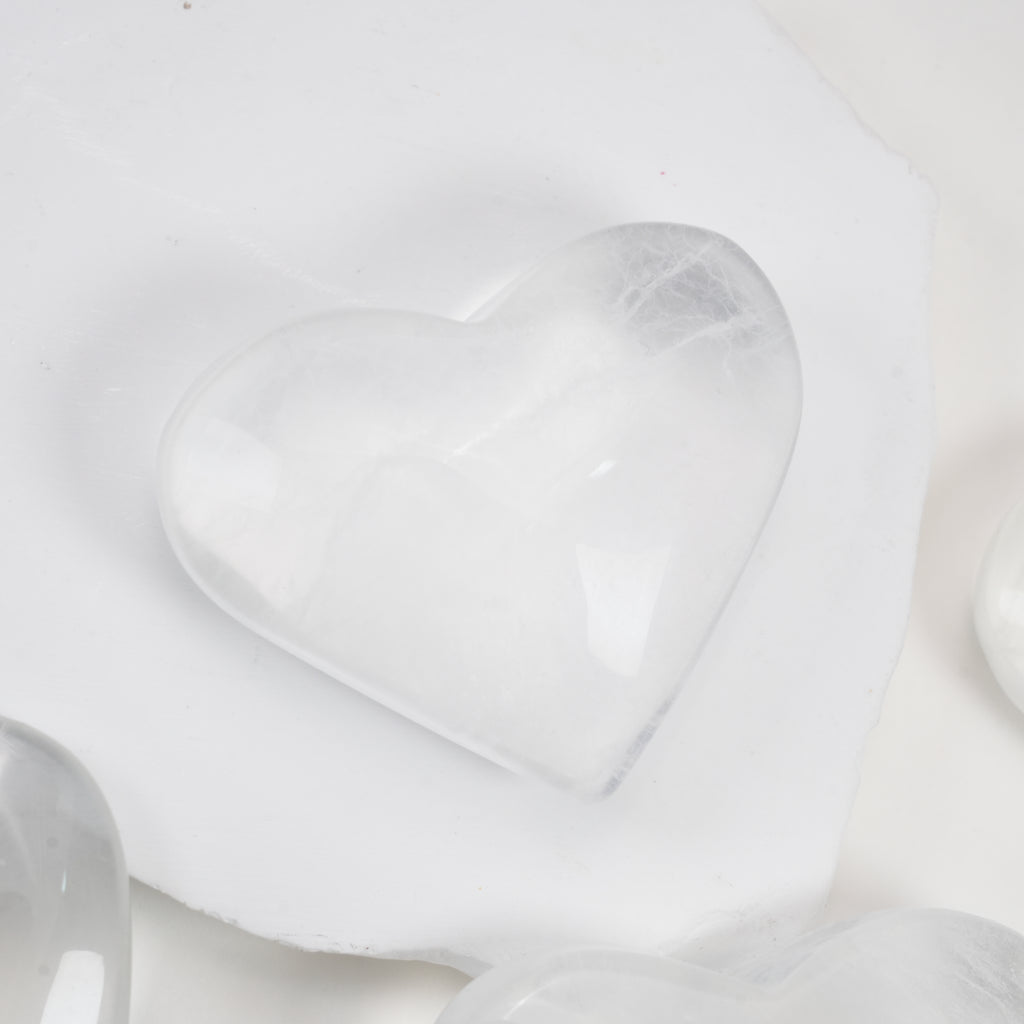 Natural White Fluorite Crystal Heart Carving for Meditation Home Decor Crystal Gift