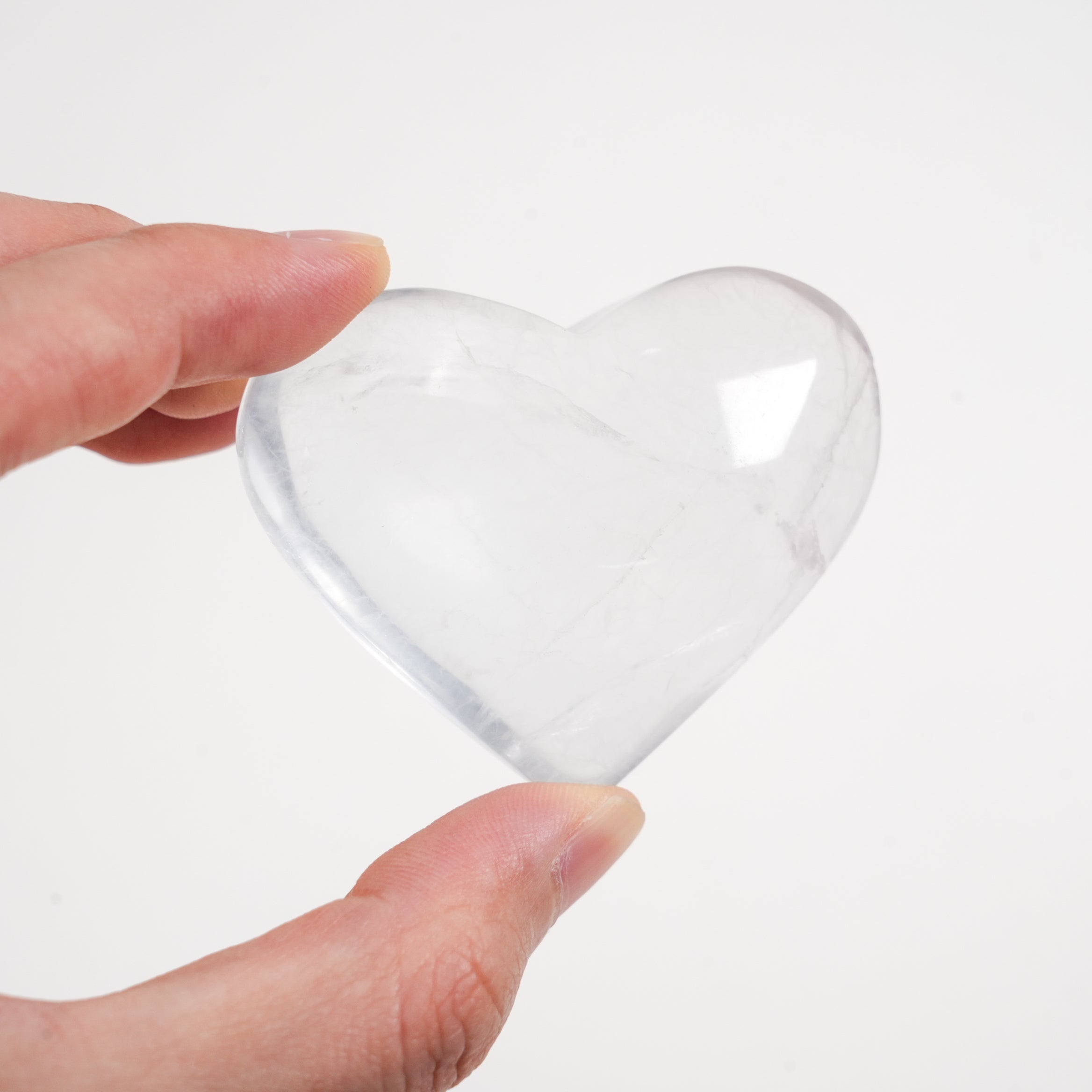 Natural White Fluorite Crystal Heart Carving for Meditation Home Decor Crystal Gift
