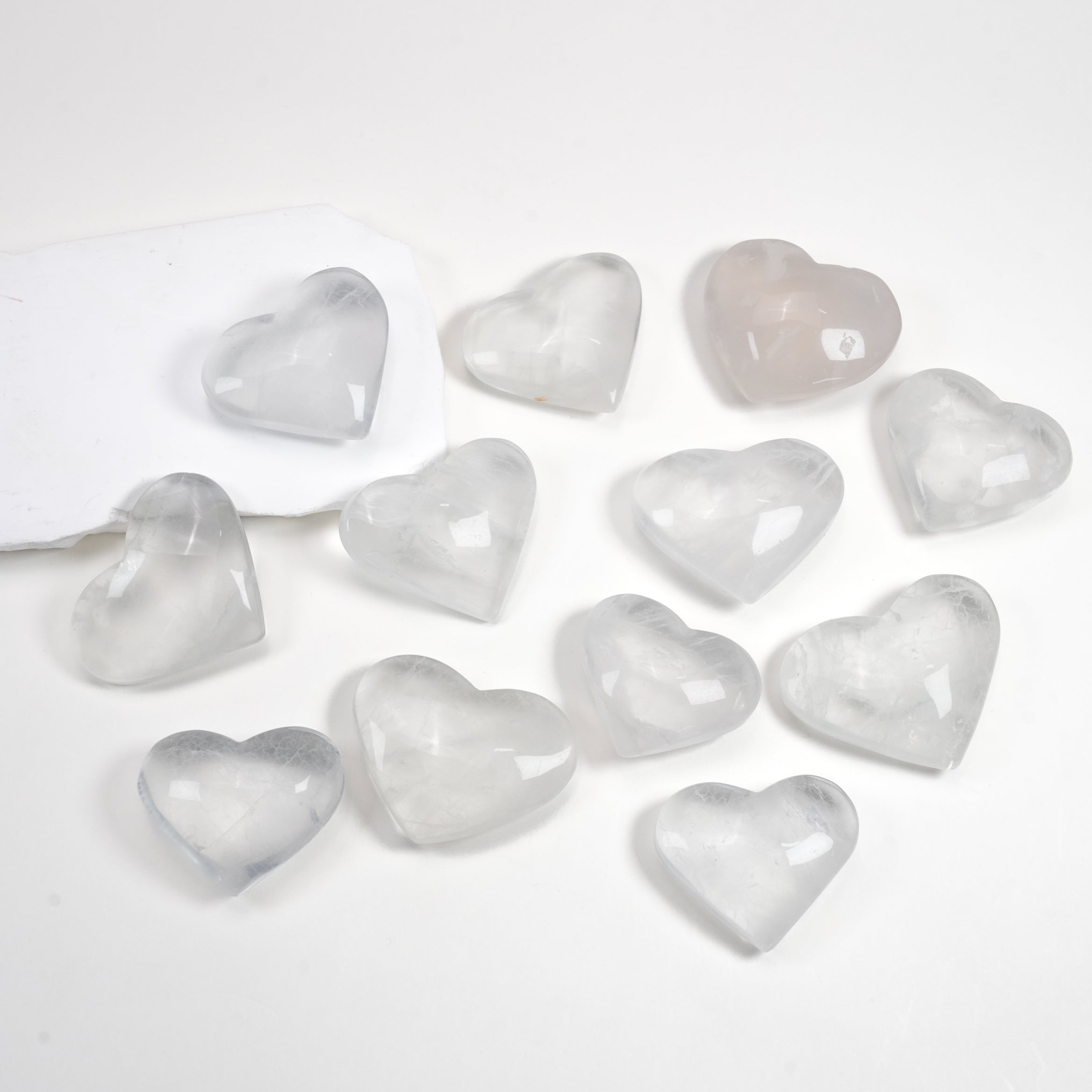 Natural White Fluorite Crystal Heart Carving for Meditation Home Decor Crystal Gift
