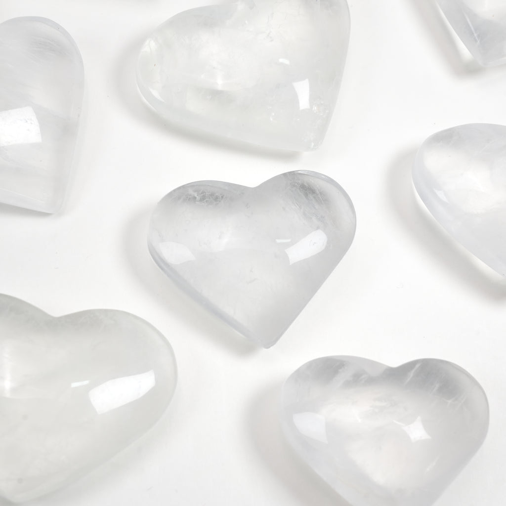 Natural White Fluorite Crystal Heart Carving for Meditation Home Decor Crystal Gift