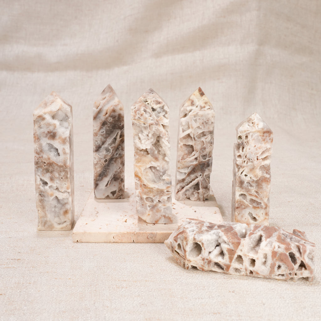 Natural Sphalerite Druzy Obelisk Tower | Raw Crystal Druzy Point Wand for Home Decor & Crystal Healing