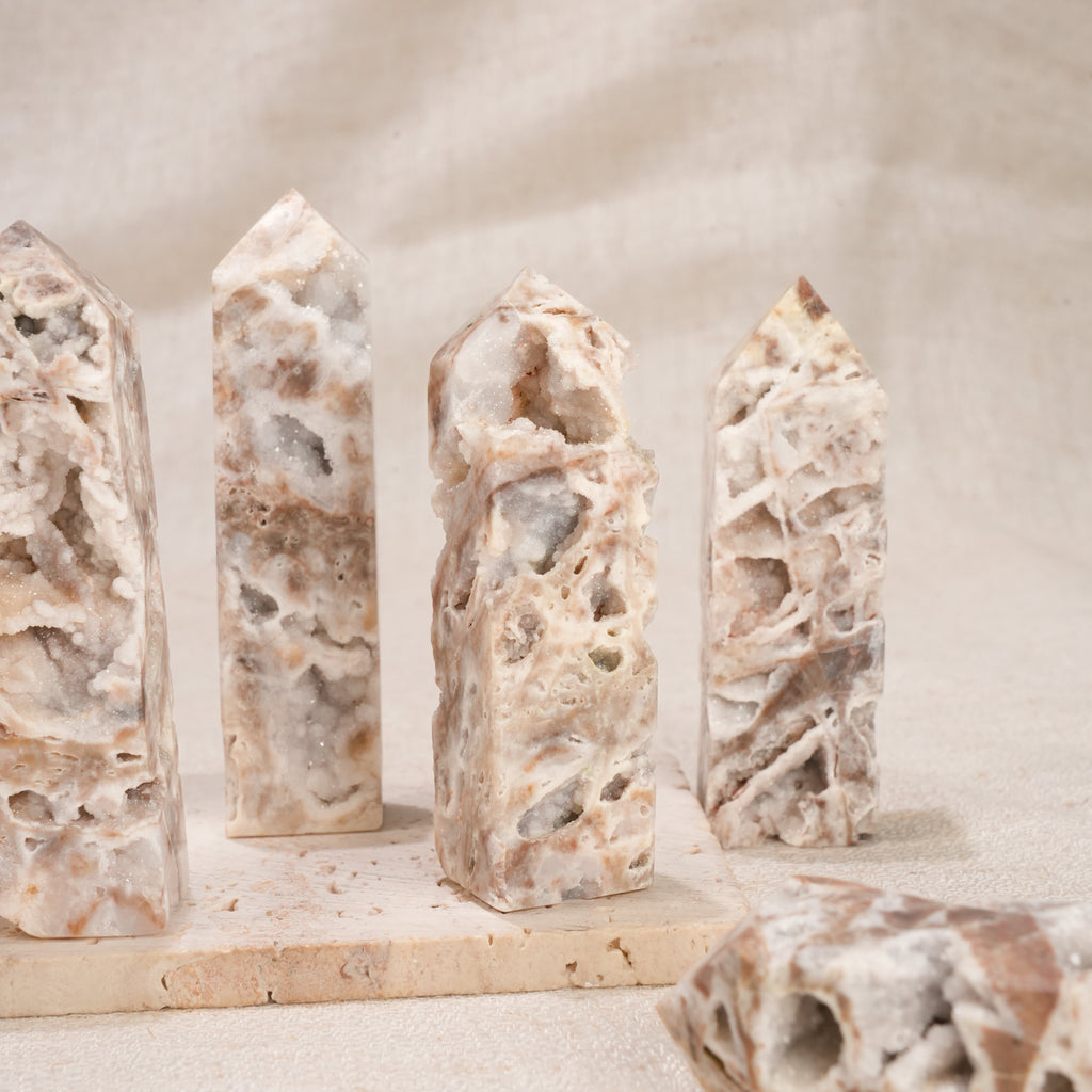 Natural Sphalerite Druzy Obelisk Tower | Raw Crystal Druzy Point Wand for Home Decor & Crystal Healing