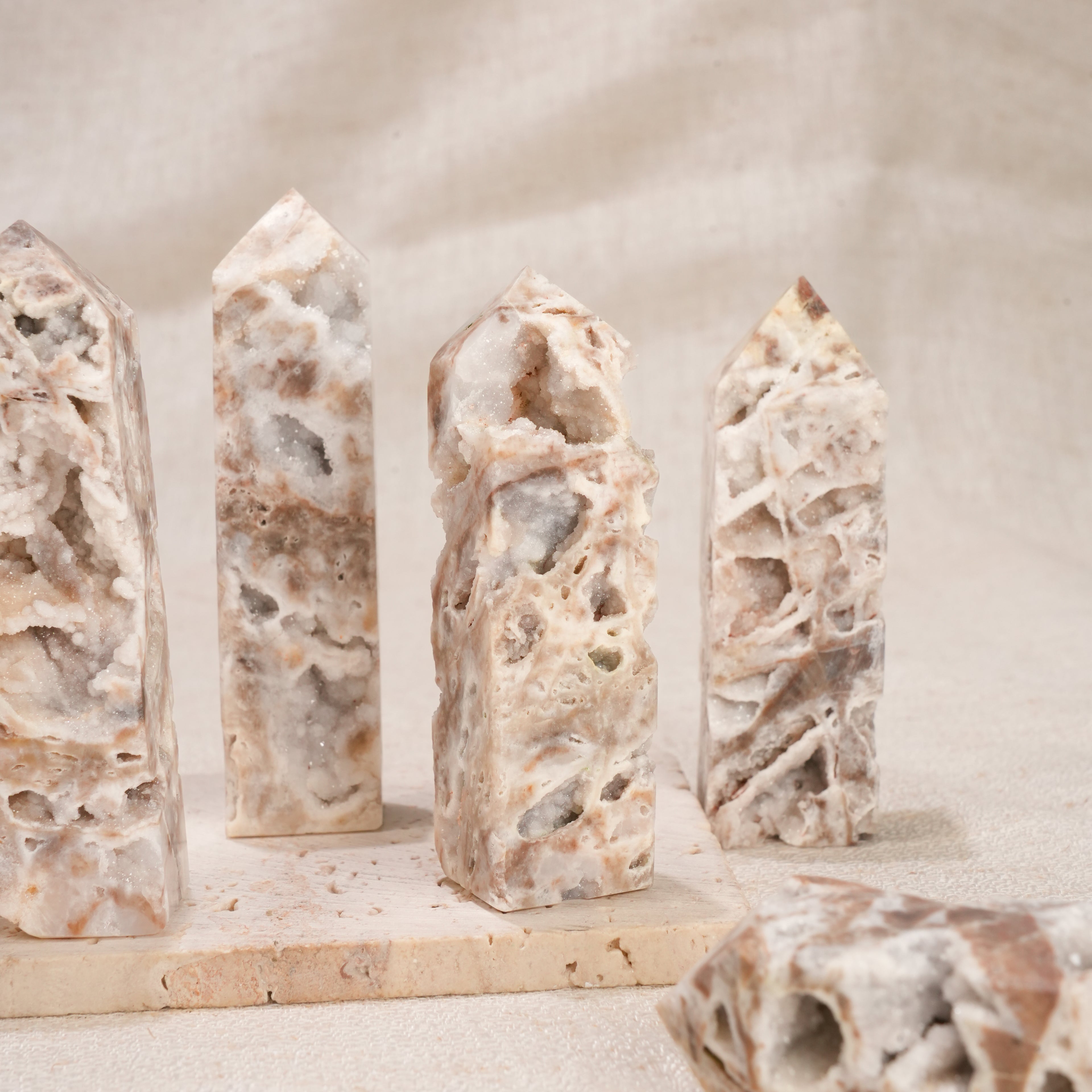 Natural Sphalerite Druzy Obelisk Tower | Raw Crystal Druzy Point Wand for Home Decor & Crystal Healing