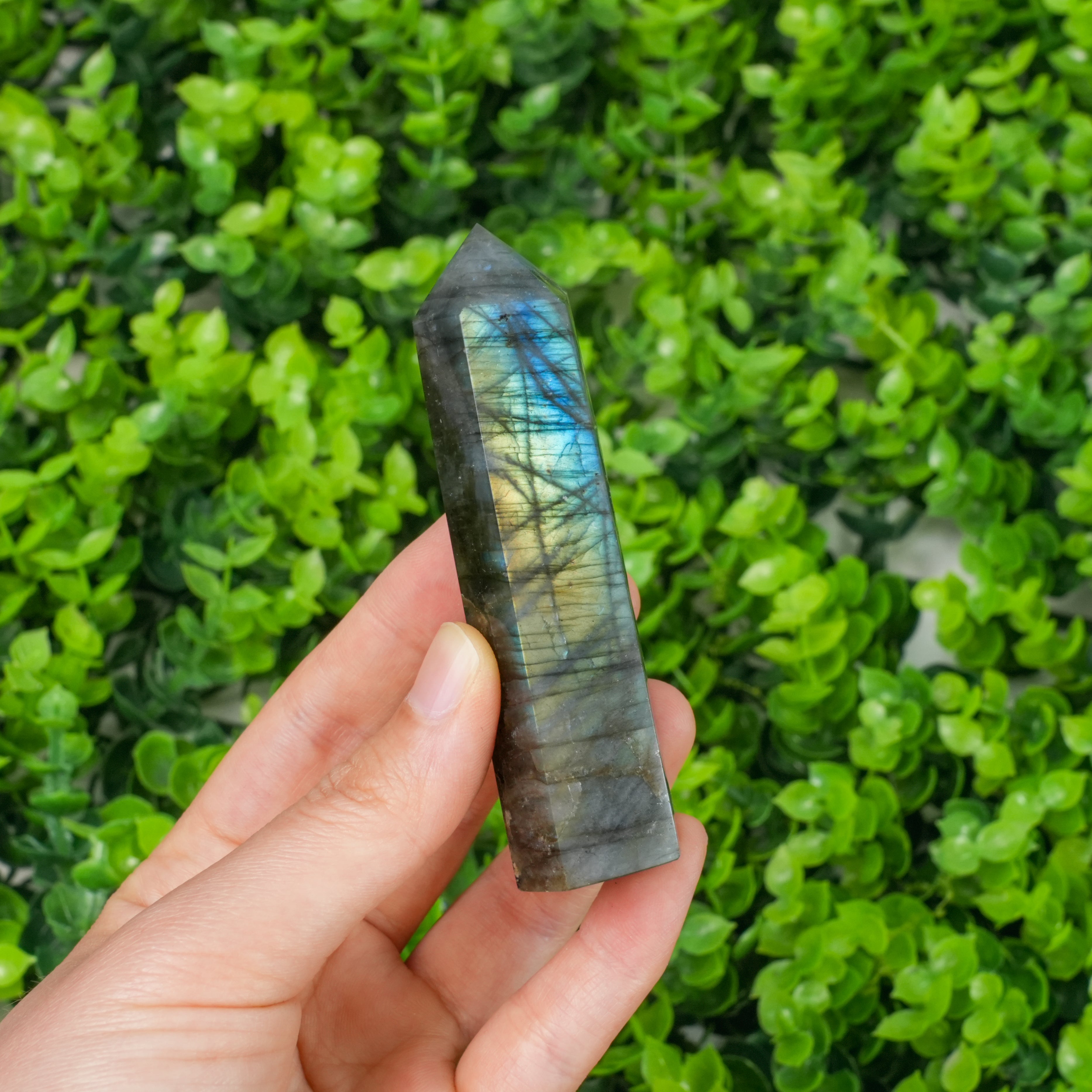 Labradorite Crystal Point Tower | Polished Flash Labradorite Wand for Healing & Protection