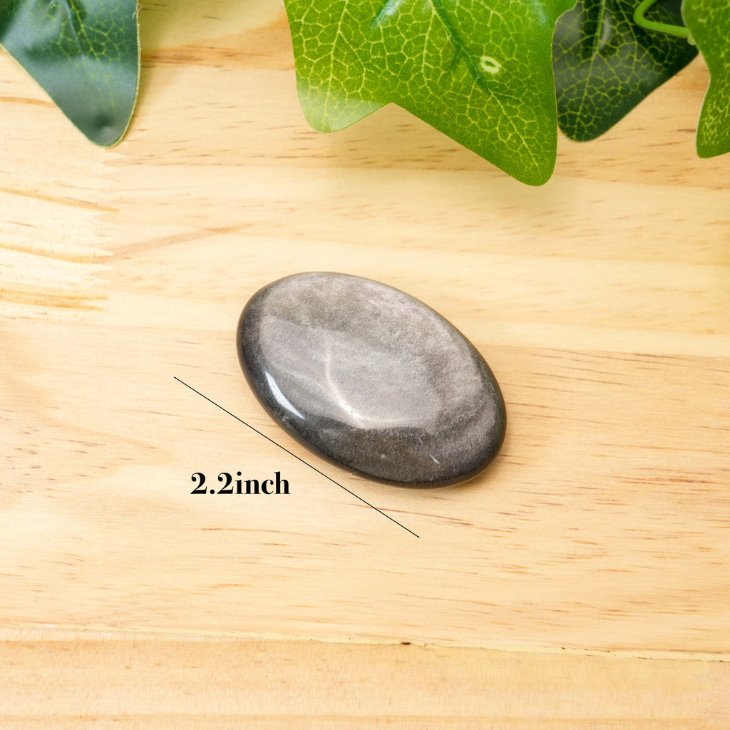Silver Obsidian Palm Stone | Healing Crystal for Protection & Grounding