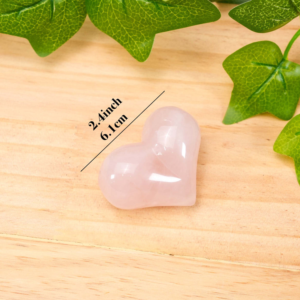 Hand-Carved Rose Quartz Heart - 2.4" Large Natural Pink Crystal Love Stone, Polished Healing Gemstone Heart for Heart Chakra Balancing, Meditation, Aesthetic Home Decor & Romantic Gift