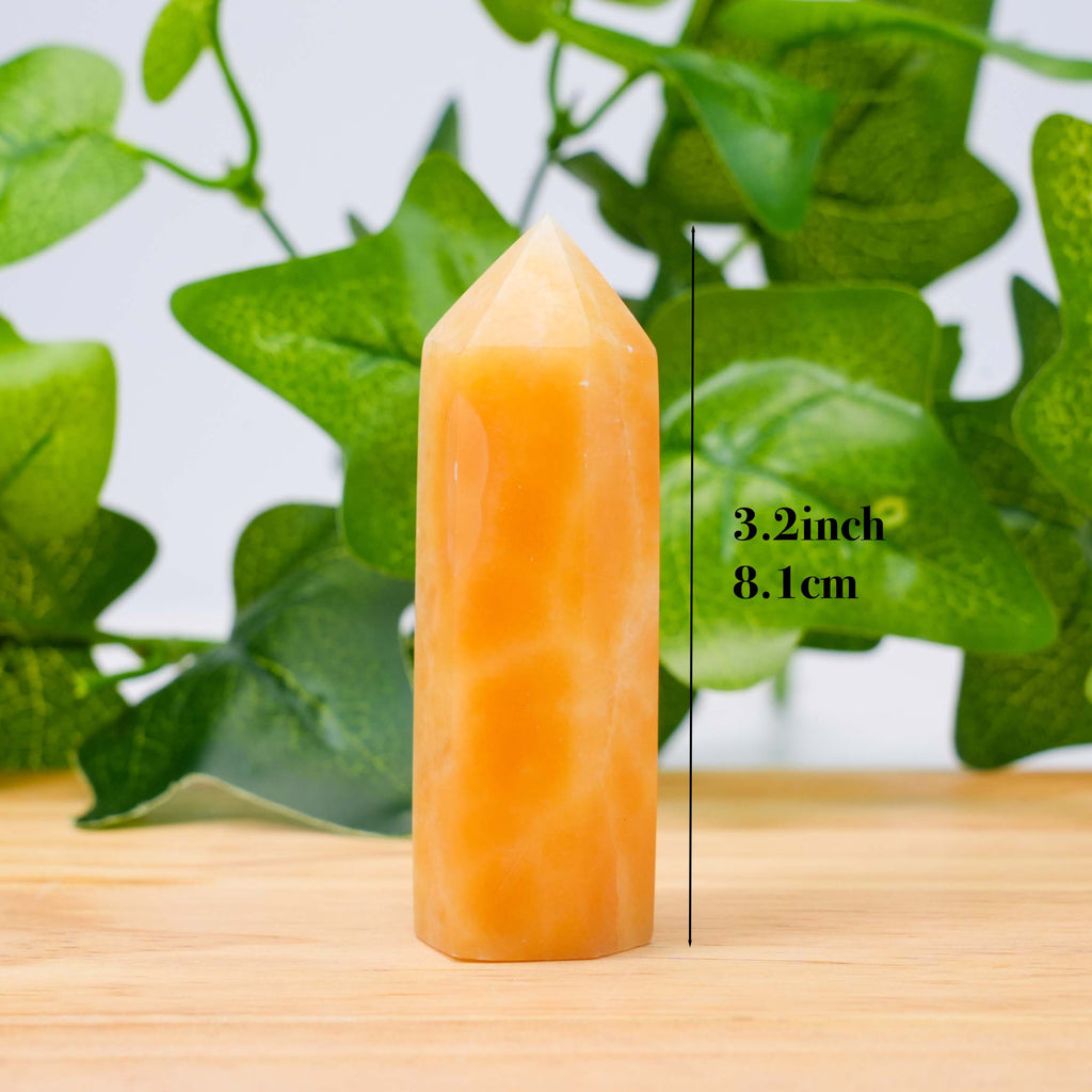 Honey Calcite Tower Point Hand-Polished Gemstone Obelisk for Confidence, Manifestation, and Solar Plexus Healing