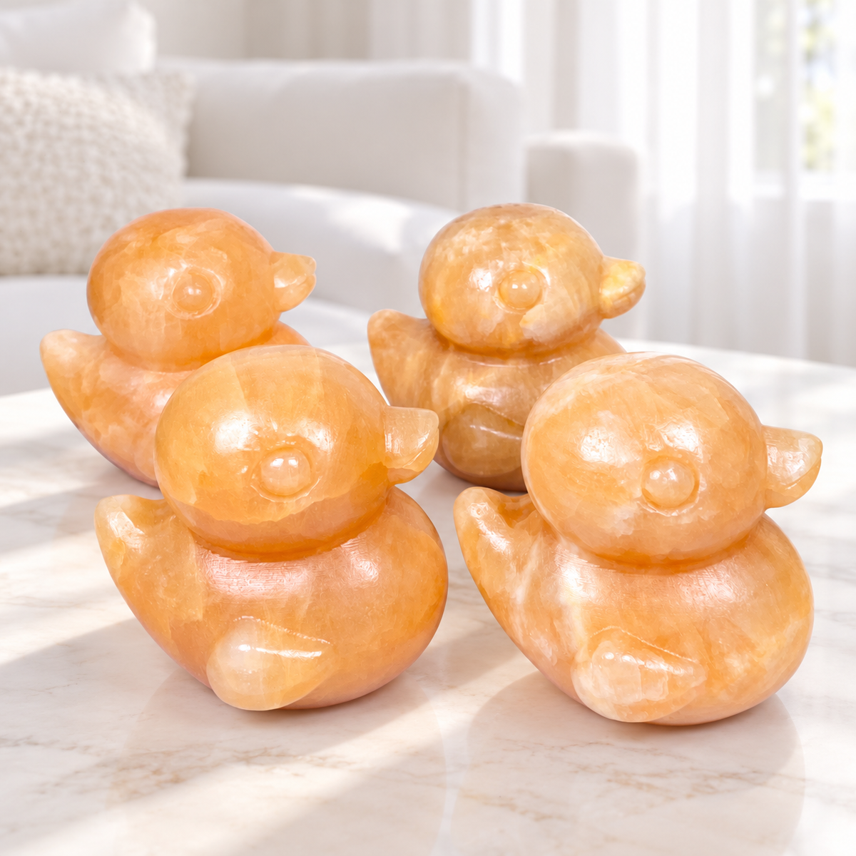 Honey Calcite Duck Crystal Figurine | Natural Crystal Duck Statue Home Decor