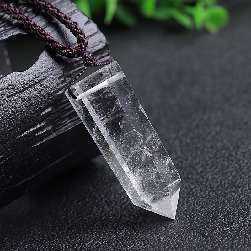 Clear Quartz Single Pointed Hexagonal Prism Pendant