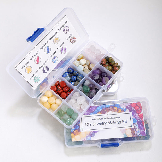 Handmade beaded tumbled stone box