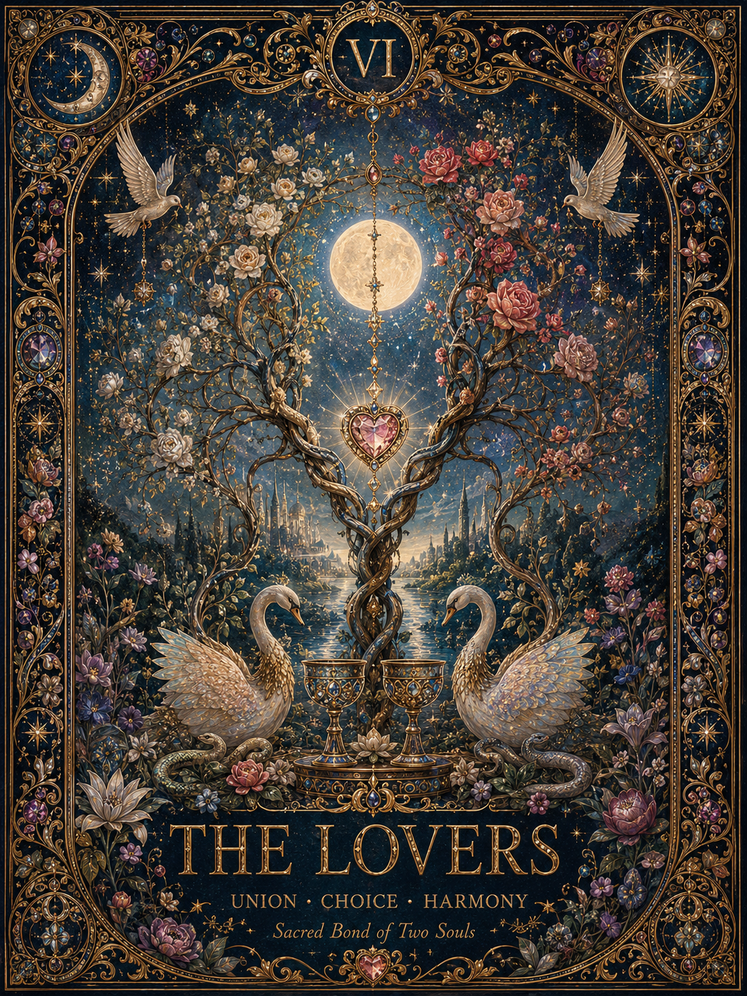Tarot Crystal Keychain - The Lovers / The Empress / The High Priestess - Rose Quartz Love Charm
