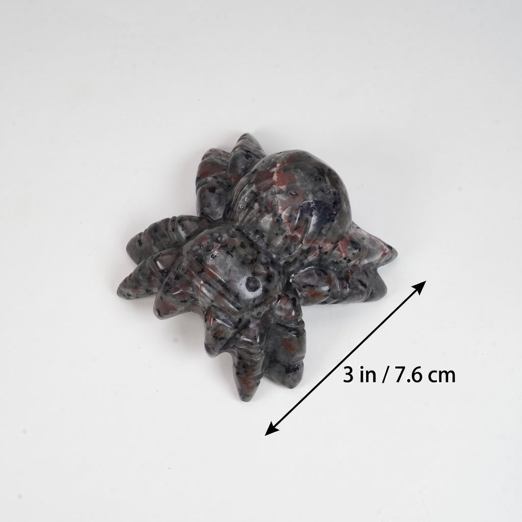 Natural Yooperlite Spider Crystal Carving, Polished Halloween Gemstone Spider Ornament for Home Decor & Holiday Collection