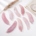 Rose Quartz Feather Carving, Natural Pink Crystal Feather Sculpture Home Decor Ornament