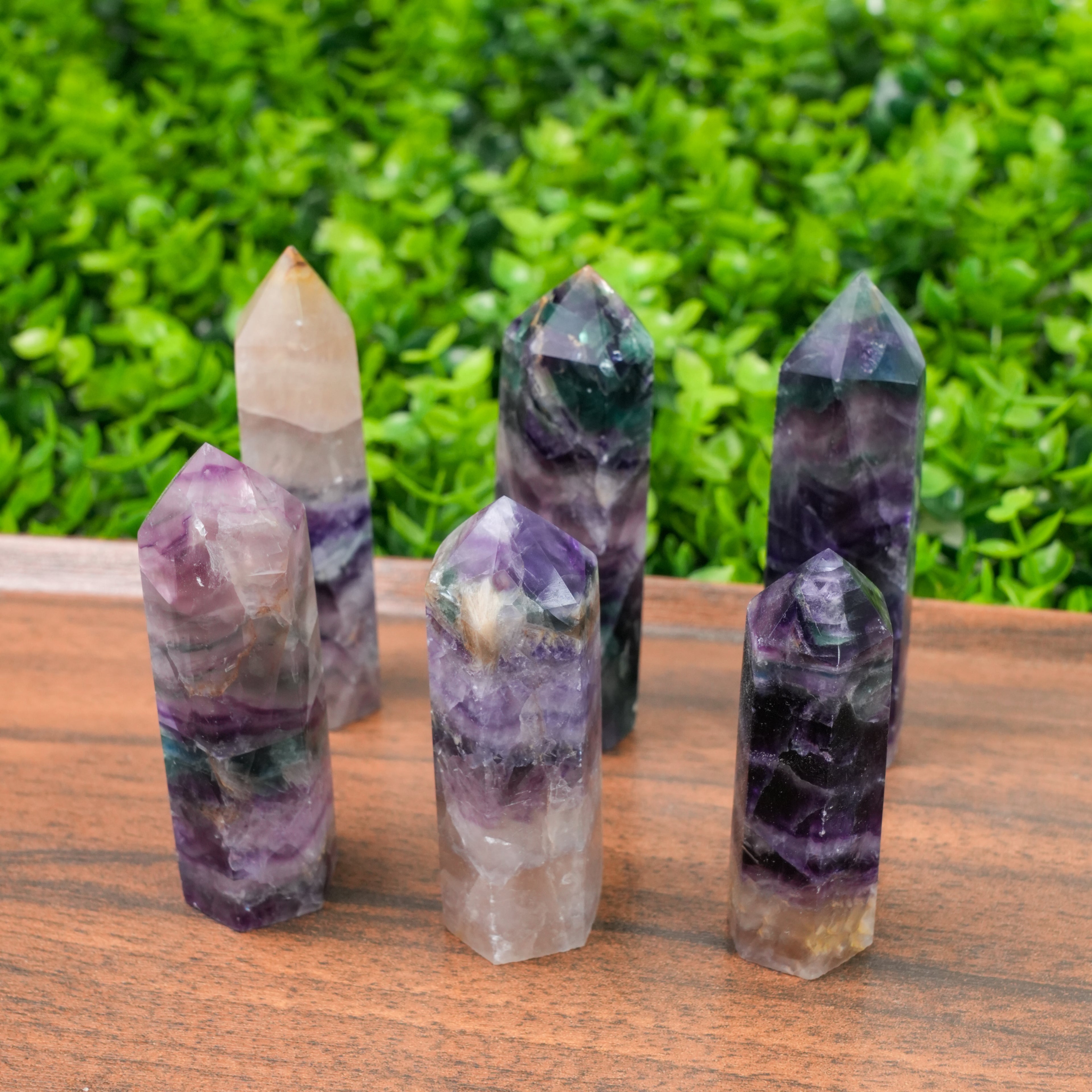 Rainbow Fluorite Crystal Point Tower | Polished Fluorite Wand for Healing & Home Decor
