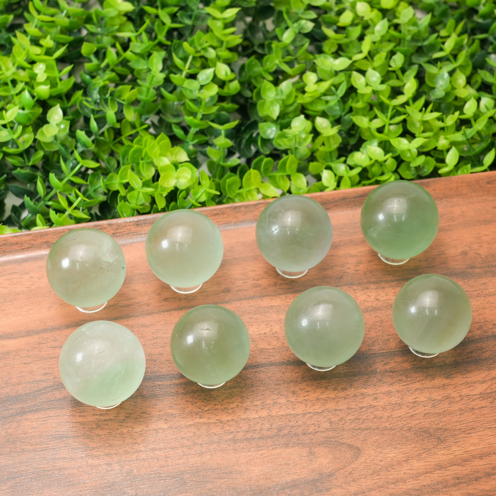 Green Fluorite Mini Sphere | Tiny Healing Crystal, Portable Pocket Stone & Home Decor