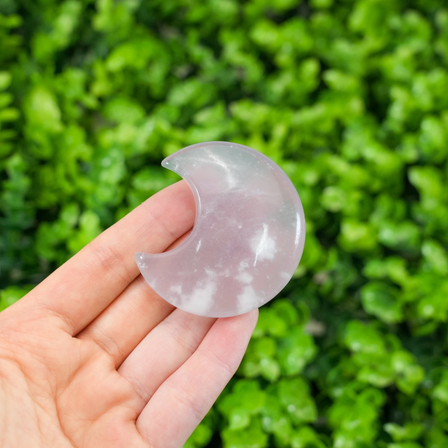 Fluorite Moon Palm Stone | Natural Polished Fluorite Crescent Crystal for Clarity & Focus