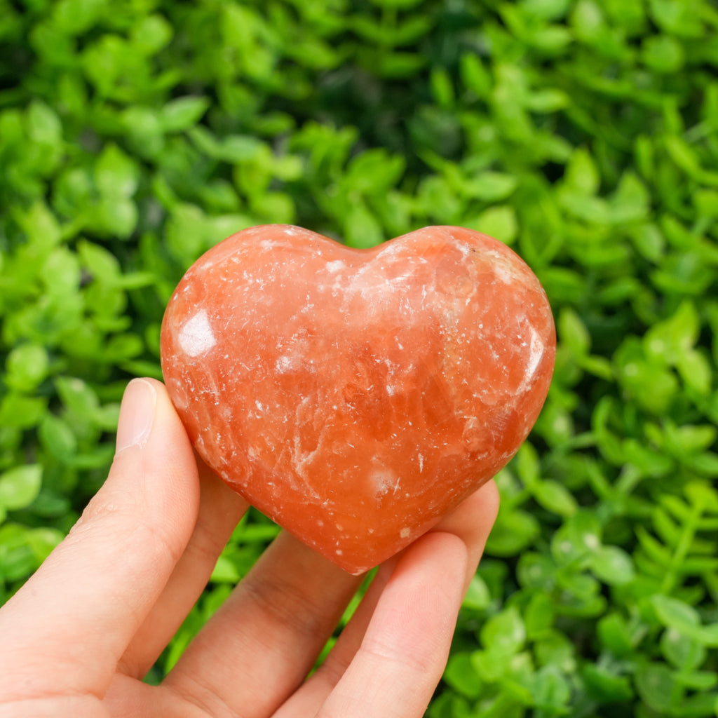 Orange Jade Heart Carving | Natural Jade Heart Shape Ornament | Handcrafted Healing Crystal for Home Decor & Gifting