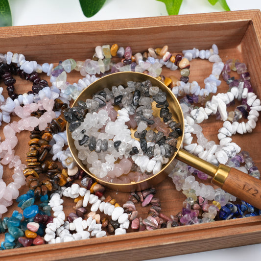 Mixed Gravel Bracelet Confetti, 10-12 Random Natural Crystal Bracelets per Spoon, Bulk Healing Jewelry for Crystal Lovers