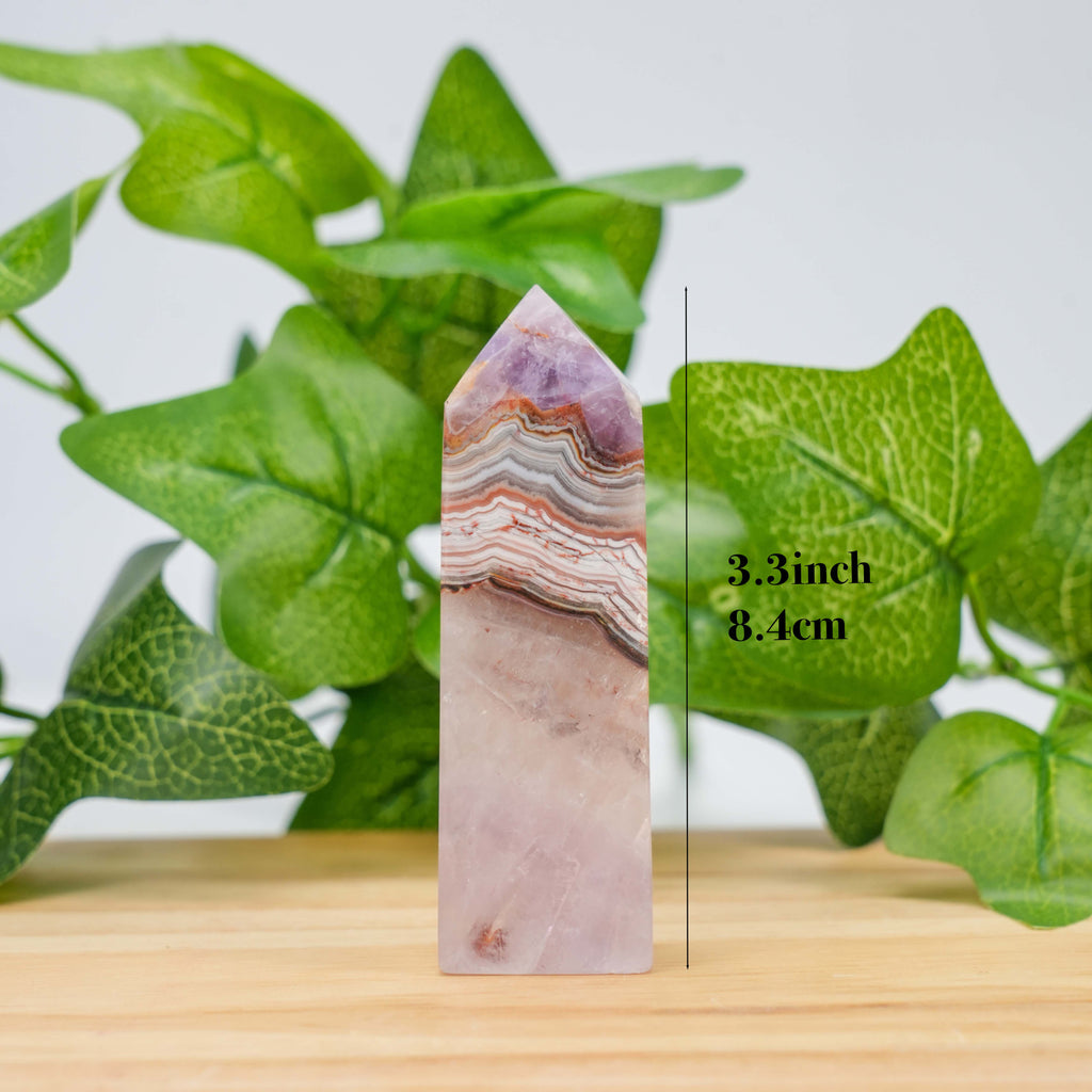 Dream Amethyst Tower - Chevron Pattern, Healing Crystal & Home Decor