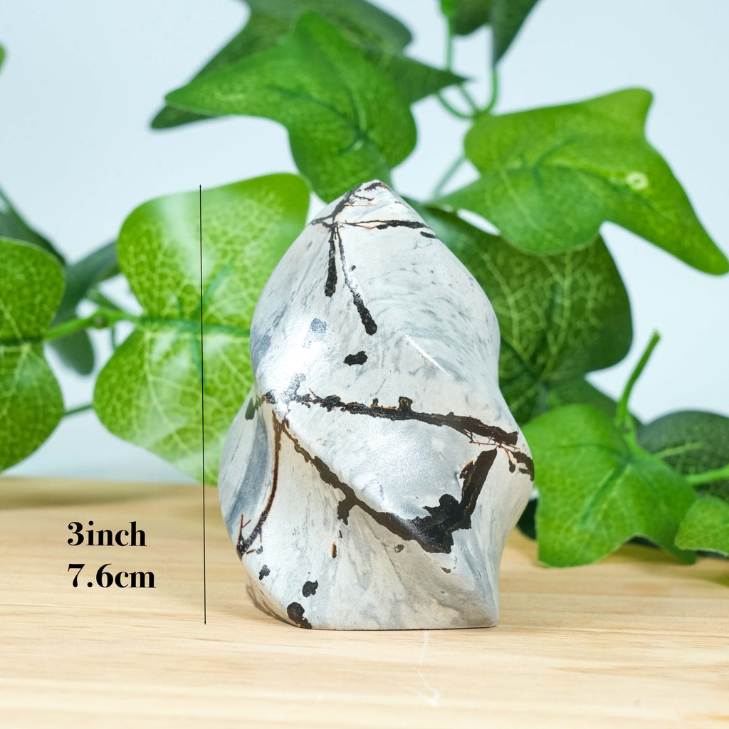 Picture Jasper Flame Carving, Polished Freeform Crystal Flame for Home Decor & Energy Work