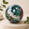 Natural Moss Agate Sphere 6‑7cm, Polished Green Moss Agate Crystal Ball for Home Decor, Meditation & Crystal Collection