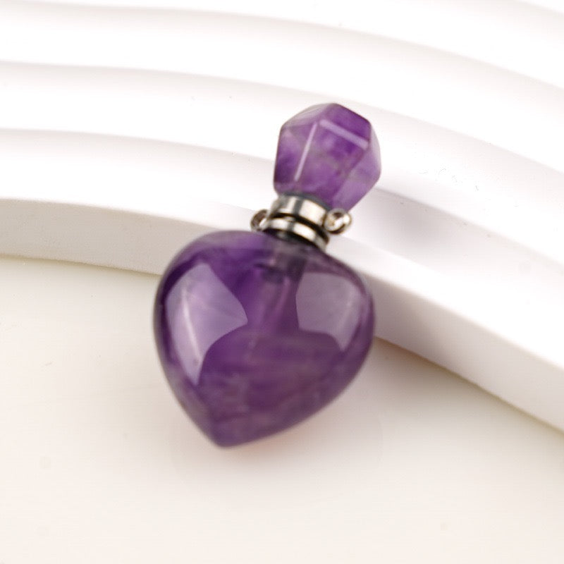 Natural Crystal Heart Gemstone Perfume Bottle