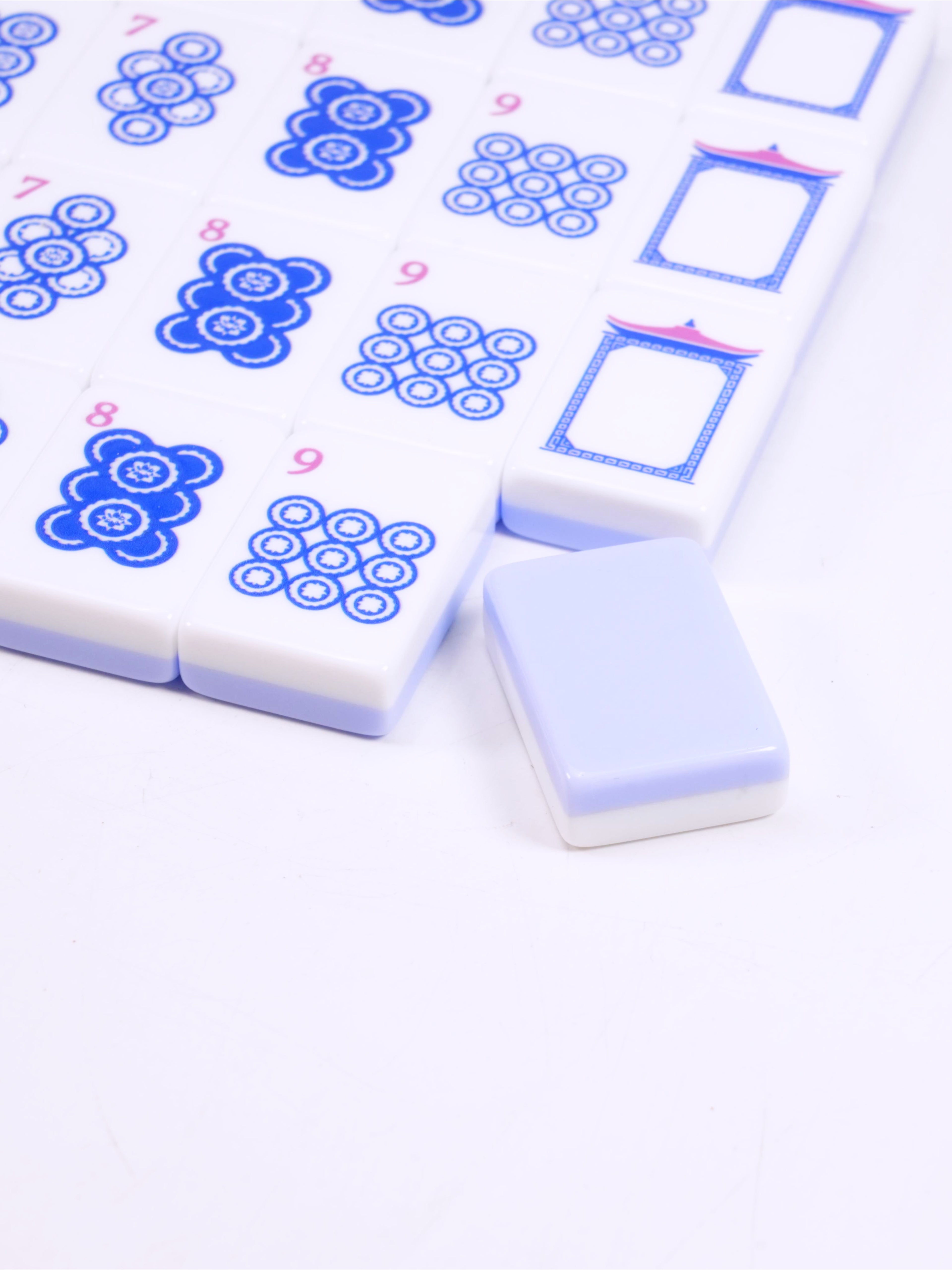 Blue Porcelain Mahjong Tile Set