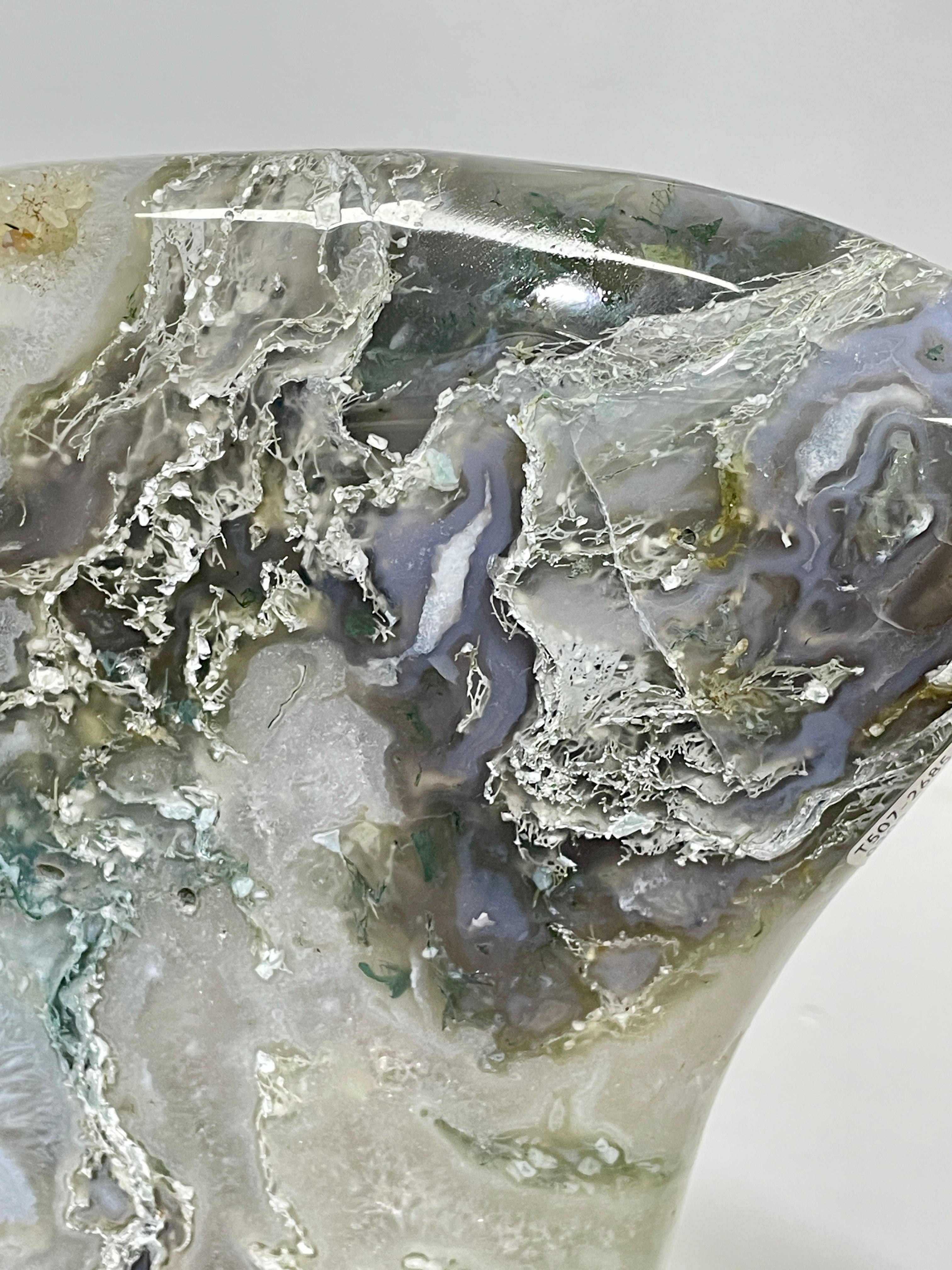 Moss Agate Moon Carving