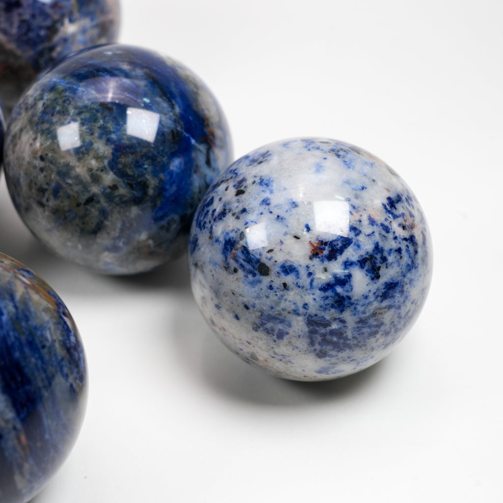 Natural Sodalite Sphere 6.6cm (2.6in) | Hand‑Polished Blue White Veined Mineral Orb