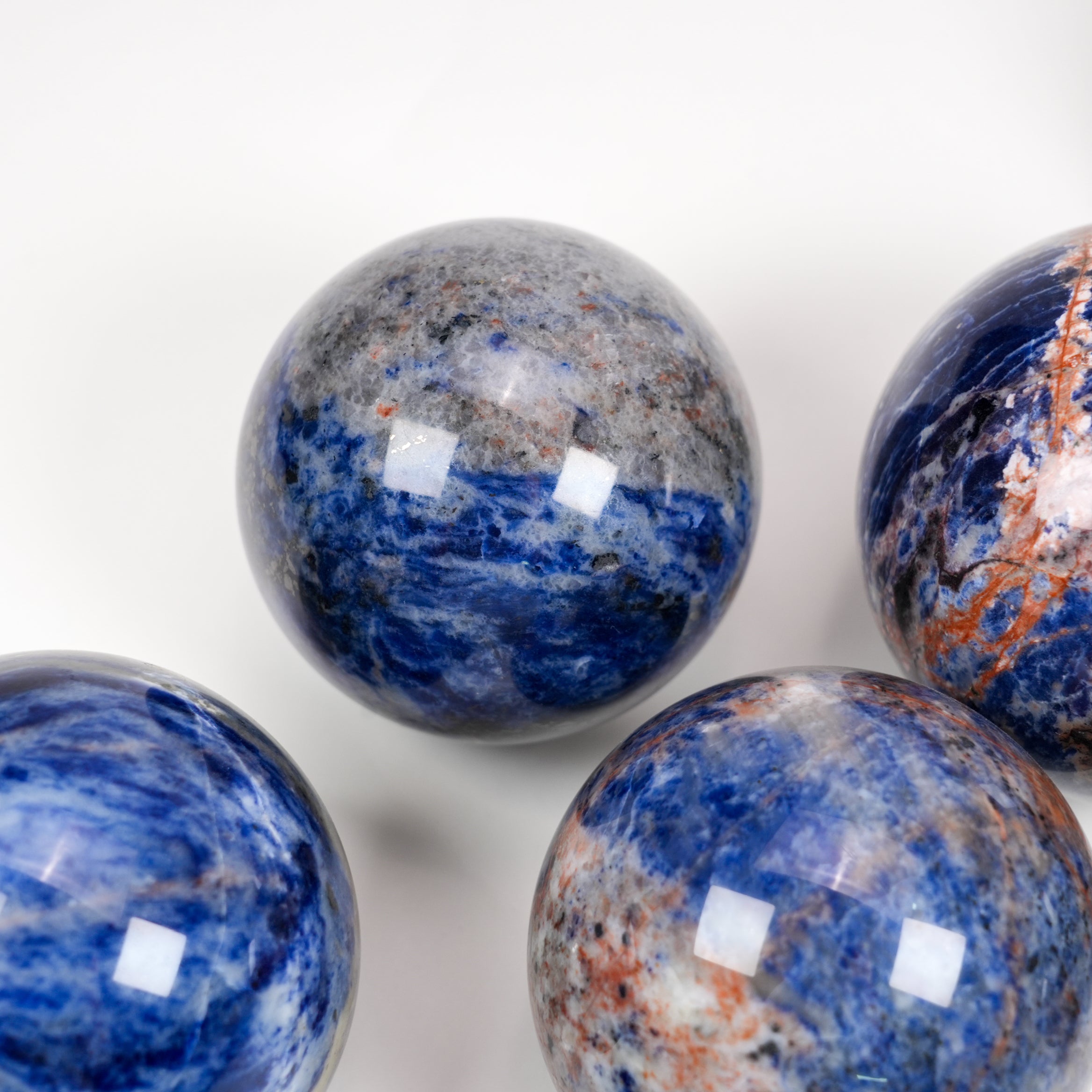 Natural Sodalite Sphere 6.6cm (2.6in) | Hand‑Polished Blue White Veined Mineral Orb