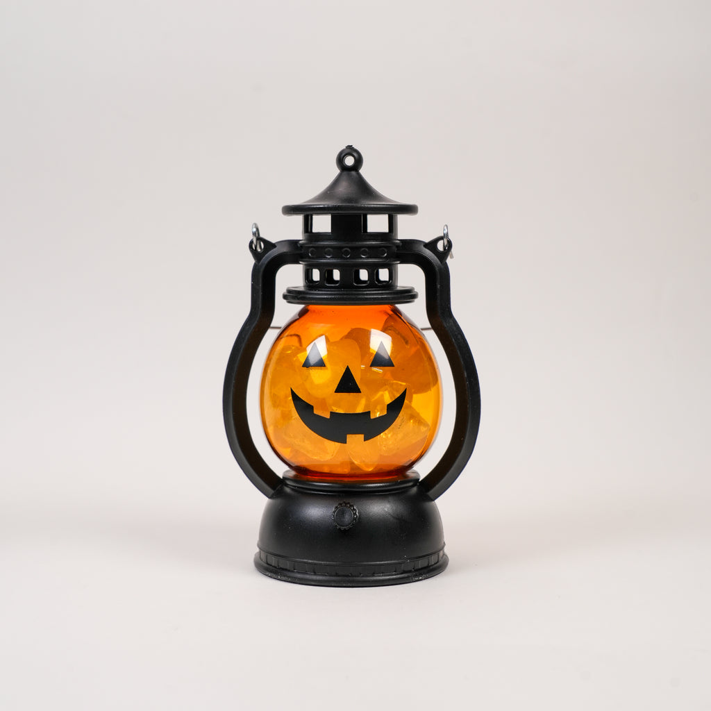 Halloween Pumpkin Face Mini Crystal Lantern, Portable LED Decorative Oil Lamp, Retro Small Hanging Lantern for Halloween Party Tabletop Home Decor