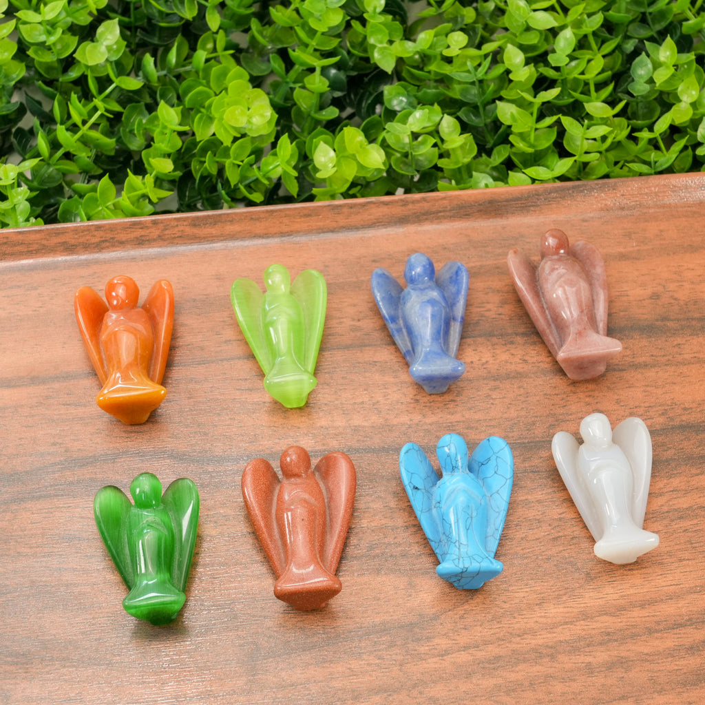 Hand-Carved Angel Statue - Natural Healing Crystal Guardian Angel Figurine,2 Inches Pocket Angel for Reiki Healing, Home Decor, and Spiritual Gift