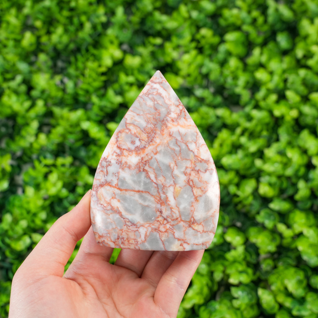 Red Vein Jasper Teardrop Crystal, Polished Flame Tower for Reiki Healing, Meditation Crystal, Home Decor, Spiritual Gift for Her