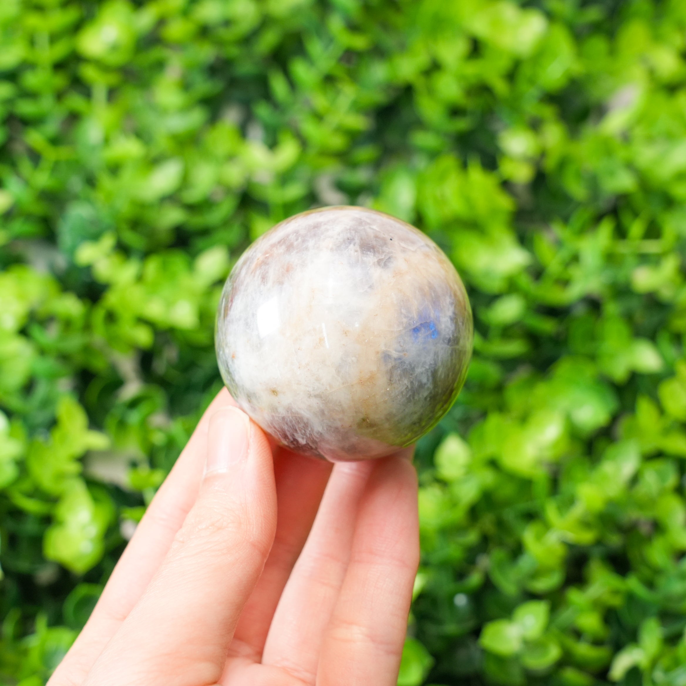 Orange Moonstone Mini Sphere | Tiny Healing Crystal, Portable Pocket Stone & Home Decor