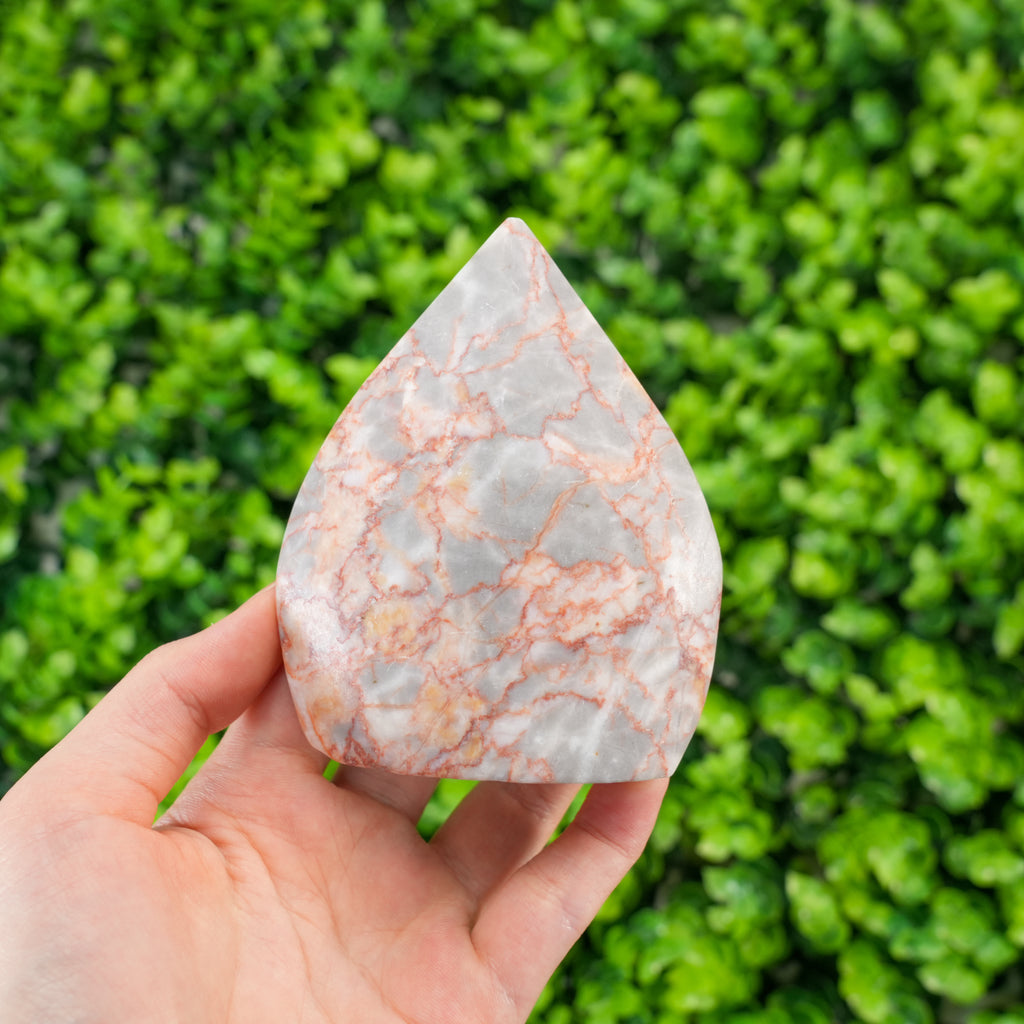 Red Vein Jasper Teardrop Crystal, Polished Flame Tower for Reiki Healing, Meditation Crystal, Home Decor, Spiritual Gift for Her