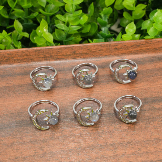 Natural Labradorite Statement Ring - Hand-Crafted Gemstone Ring with Vibrant Blue & Purple Flash