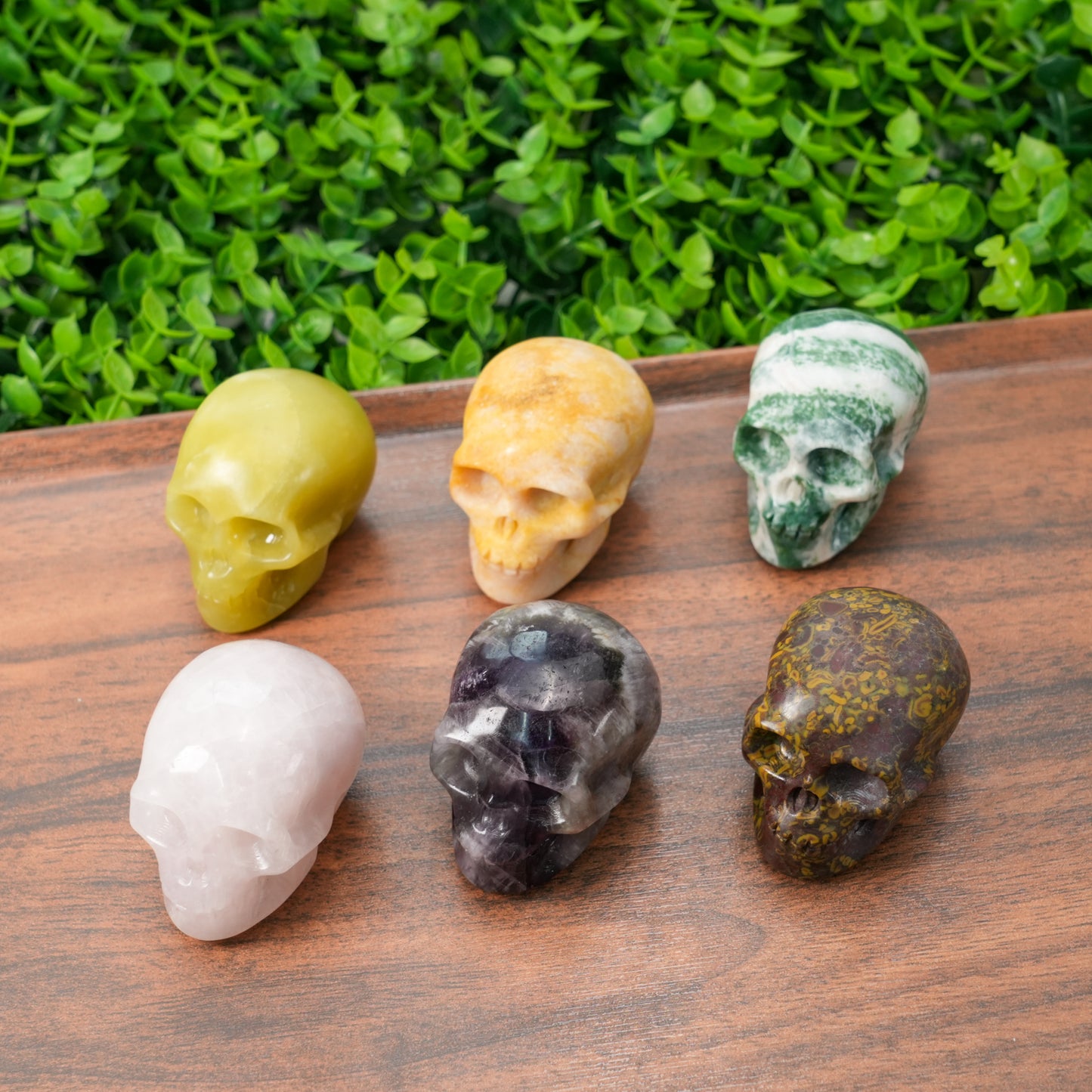 Natural Hand Carved Crystal Skull Collection Polished Realistic Skull Figurine for Reiki Healing, Gothic Decor, & Crystal Grids