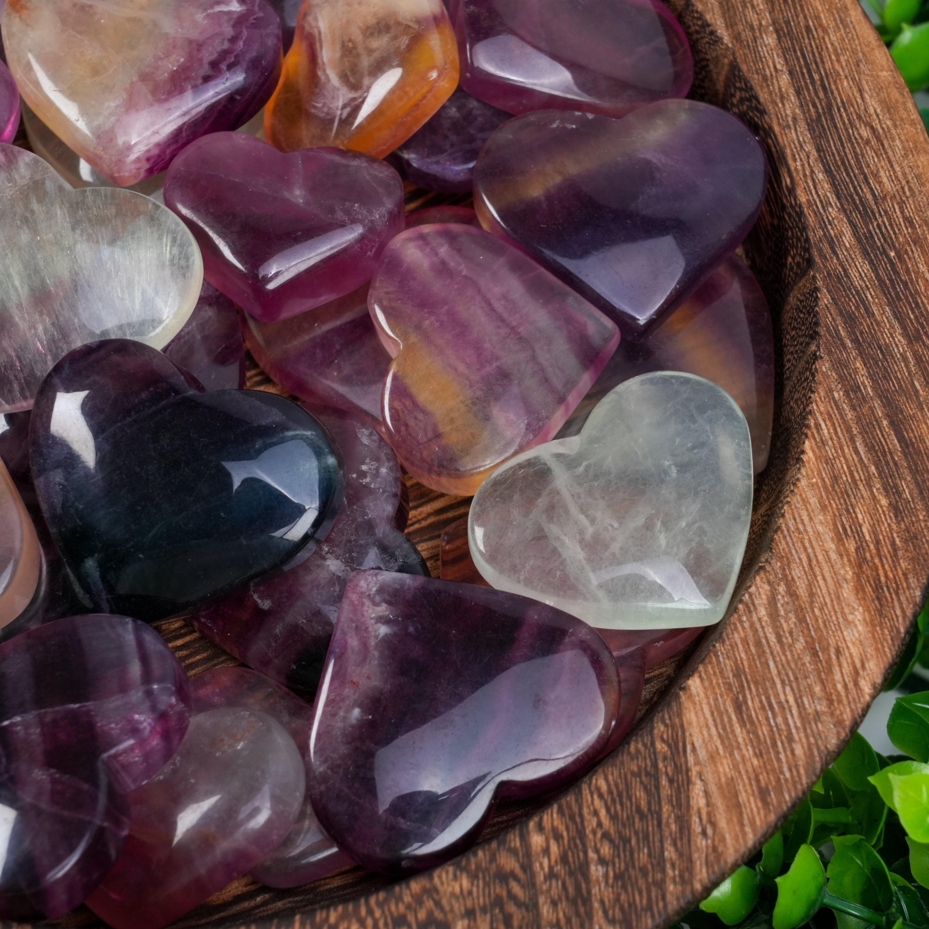 Purple Fluorite Heart Crystal | Polished Fluorite Palm Stone for Emotional Healing & Focus