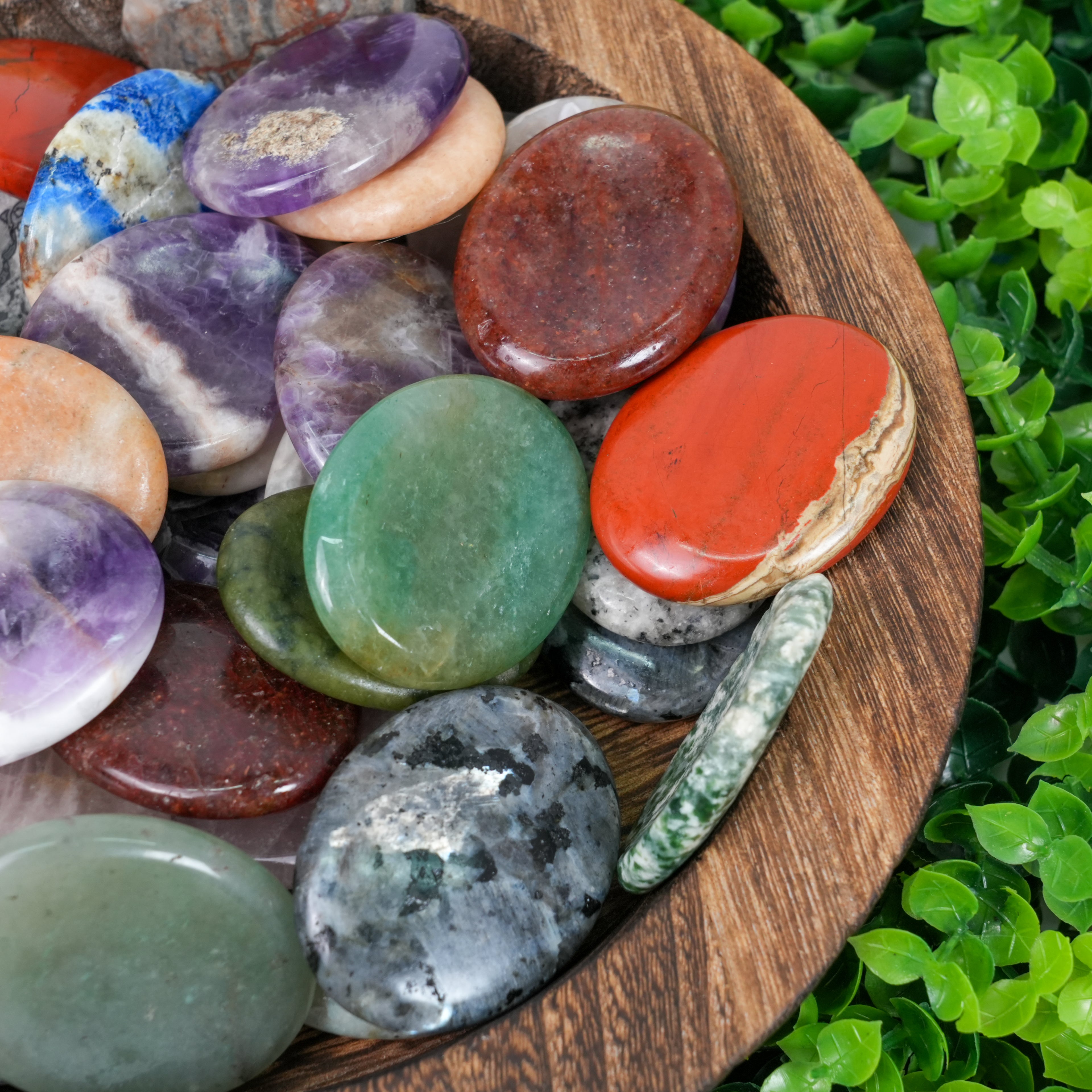 Crystal Worry Stones - Natural Polished Palm Stones for Anxiety Relief & Grounding