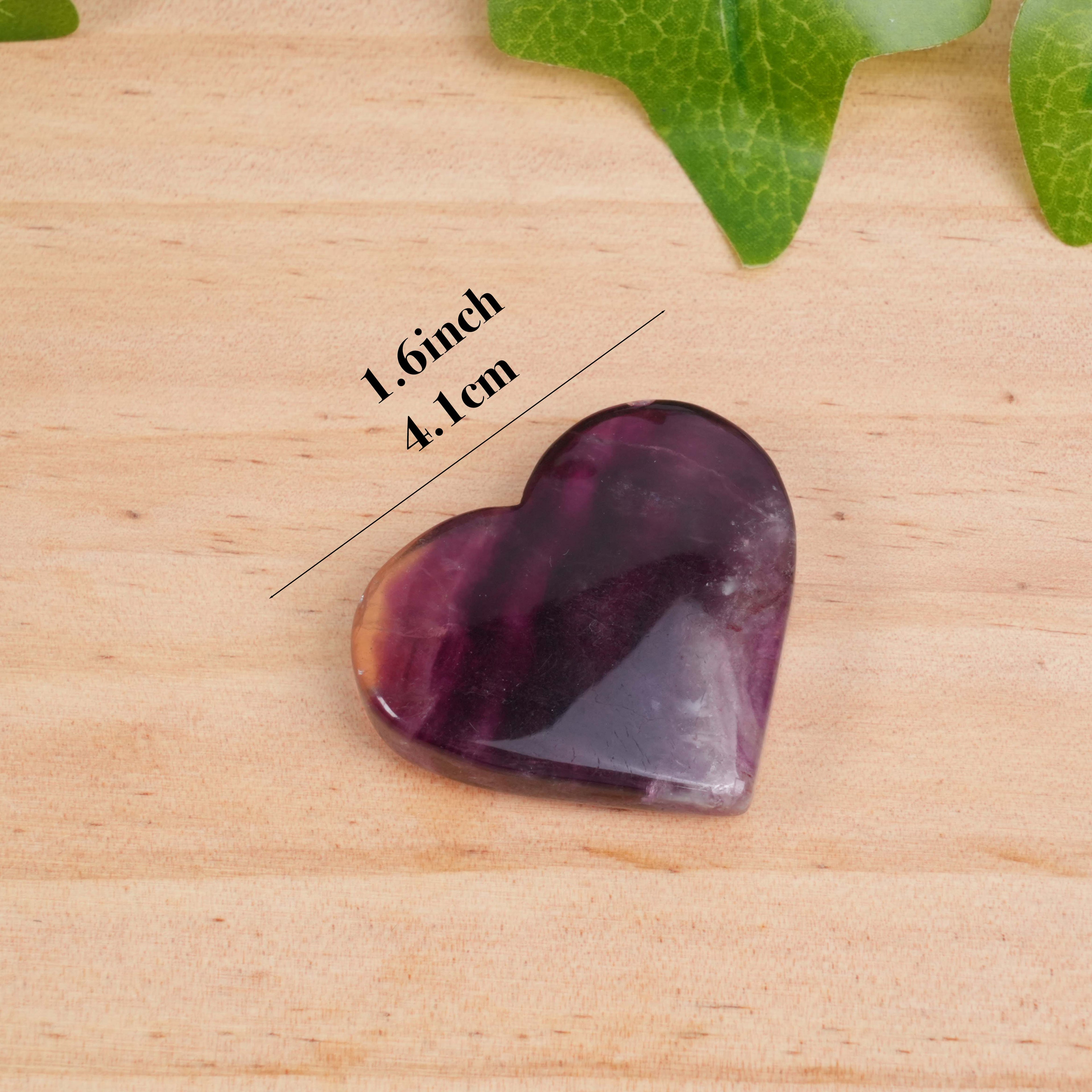 Purple Fluorite Heart Crystal | Polished Fluorite Palm Stone for Emotional Healing & Focus