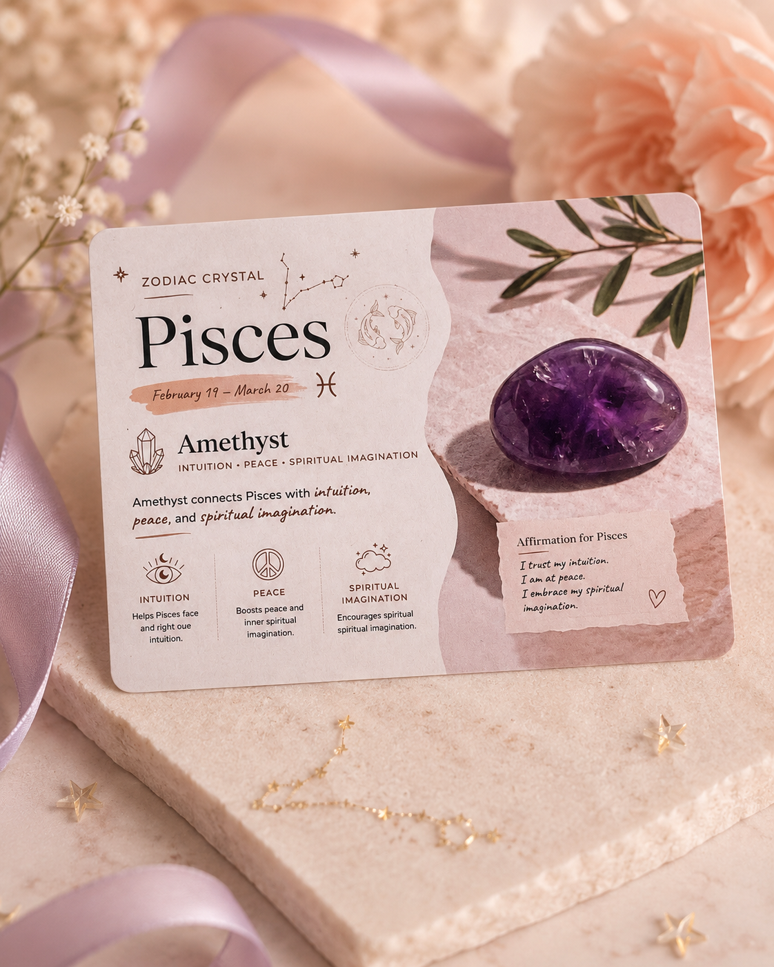 Pisces Zodiac Crystal Gift Set | Amethyst Perfume Bottle Pendant Necklace & Beaded Bracelet Kit, Astrology Birthday Gift for Women