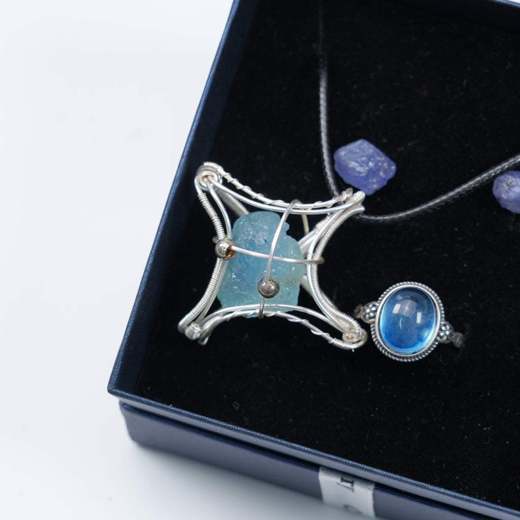 Crystal Jewelry Set - Necklace, Earrings & Ring 3-in-1