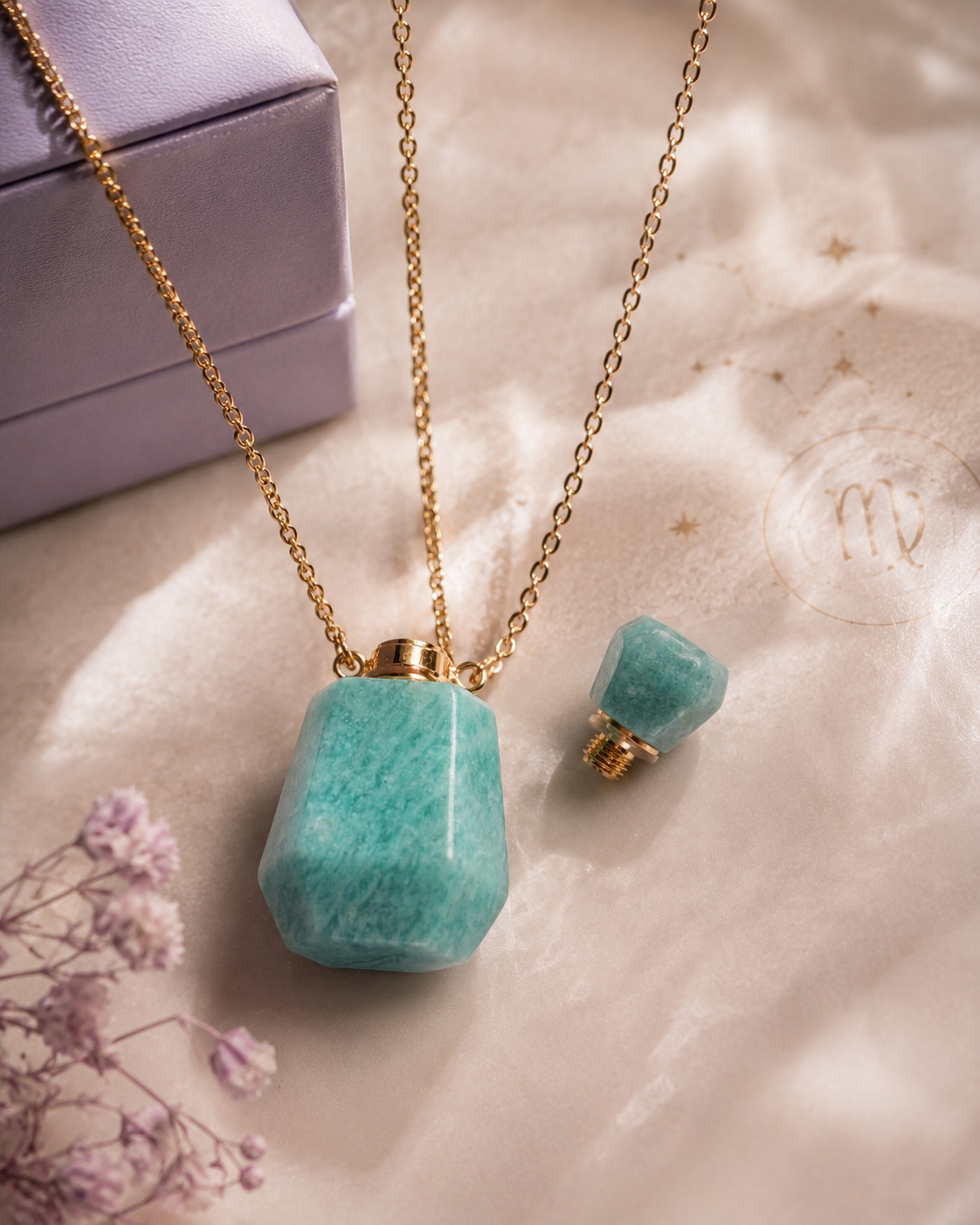 Virgo Zodiac Crystal Gift Set | Amazonite Necklace & Beaded Bracelet Kit, Astrology Birthday Gift for Women