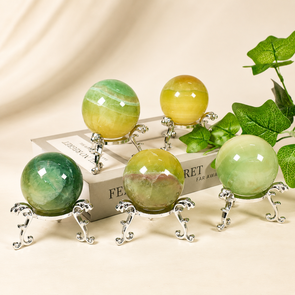 Fluorite Crystal Sphere,  Polished Sphere for Meditation & Home Decor