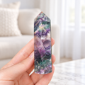Rainbow Fluorite Crystal Point Tower | Polished Fluorite Wand for Healing & Home Decor